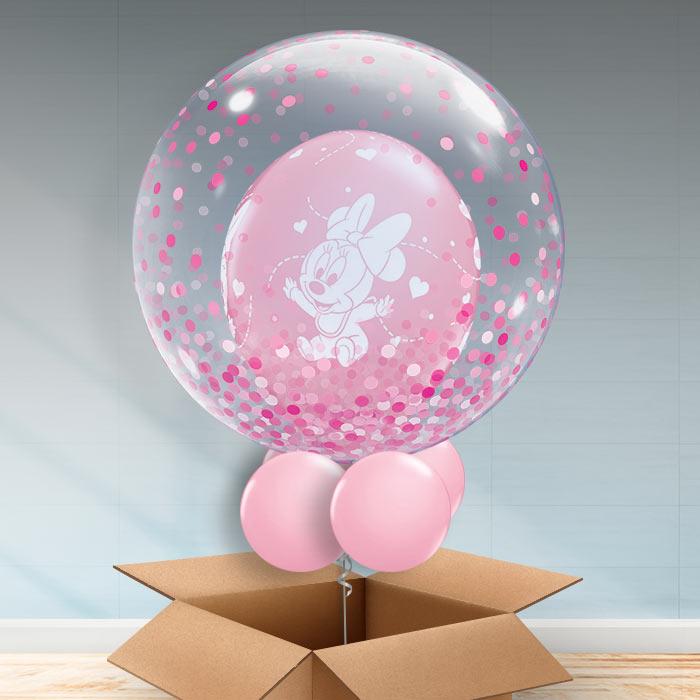 Personalisable Baby Minnie Balloon - Pink Dot - Bubble Balloon | Party Save Smile