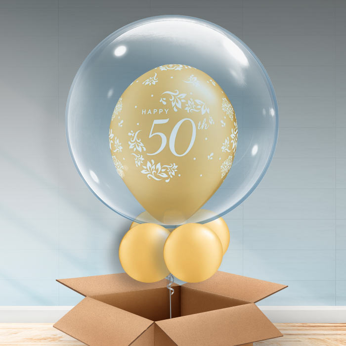 Personalisable Anniversary Balloons - 50th - Bubble Balloon | Party Save Smile