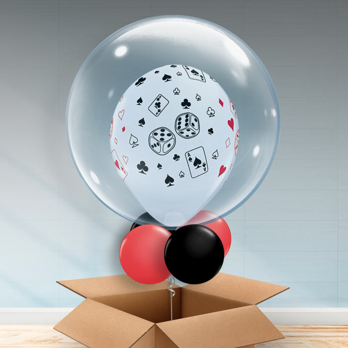 Casino Card and Dice Personalisable Balloon - Bubble Balloon | Party Save Smile