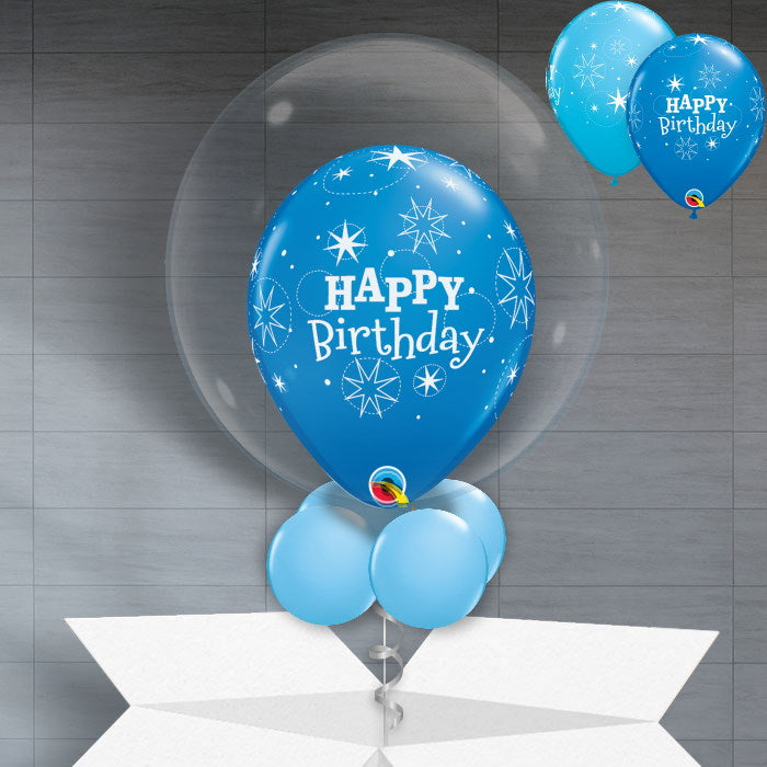 Personalisable Blue Star Bubble Balloon - Clear - Bubble Balloon | Party Save Smile
