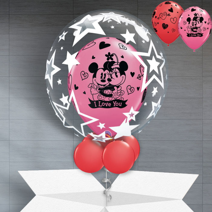 Mickey & Minnie Bubble Personalisable Balloon in a Box - Bubble Balloon | Party Save Smile