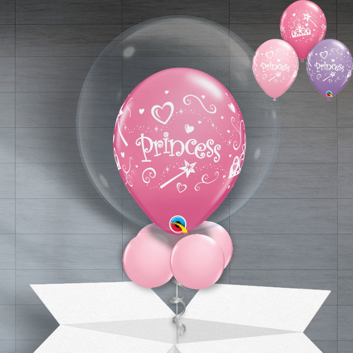 Personalisable Princess Helium Balloon in a Box - Bubble Balloon | Party Save Smile