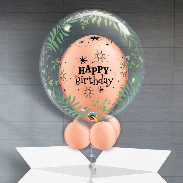 Rose Gold Greenery Personalisable Birthday Balloon - Bubble Balloon | Party Save Smile