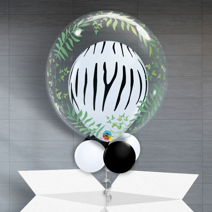 Zebra Stripes Personalisable Balloon in a Box - Bubble Balloon | Party Save Smile
