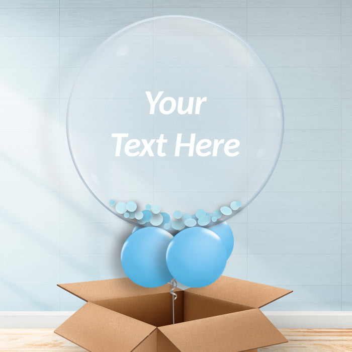 Baby Blue Personalisable Confetti Balloons in a Box Delivered - Bubble Balloon with Confetti | Party Save Smile
