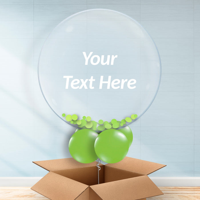 Personalisable Lime Green Confetti Balloons Delivered - Bubble Balloon with Confetti | Party Save Smile