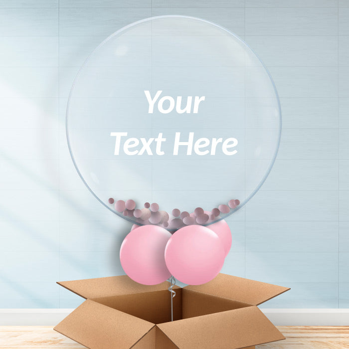 Personalisable Rose Pink Confetti Balloons - Bubble Balloon with Confetti | Party Save Smile