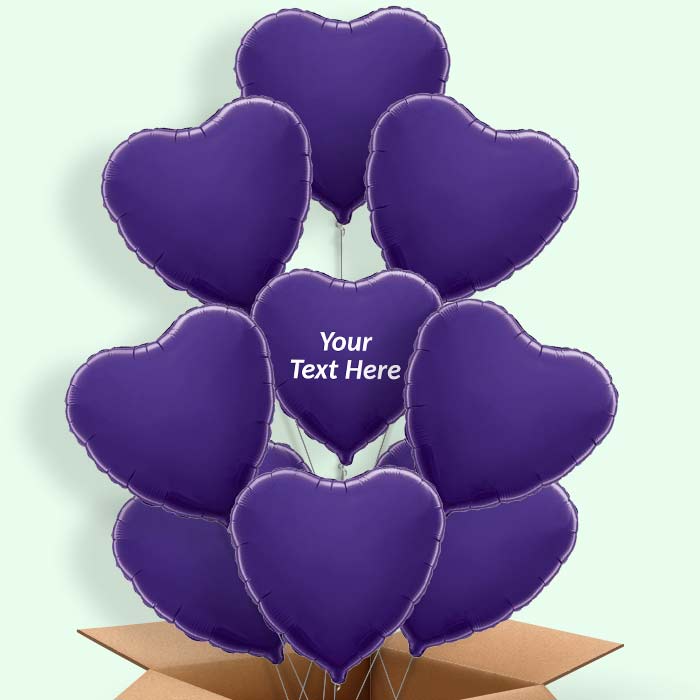 Personalisable Purple Heart Helium Balloon in a Box - 9 Balloon | Party Save Smile