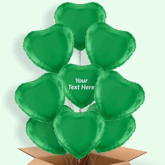 Personalised Dark Green Heart Balloon in a Box - 9 Balloon | Party Save Smile