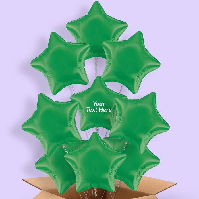 Personalised Dark Green Star Helium Balloon in a Box - 9 Balloon | Party Save Smile