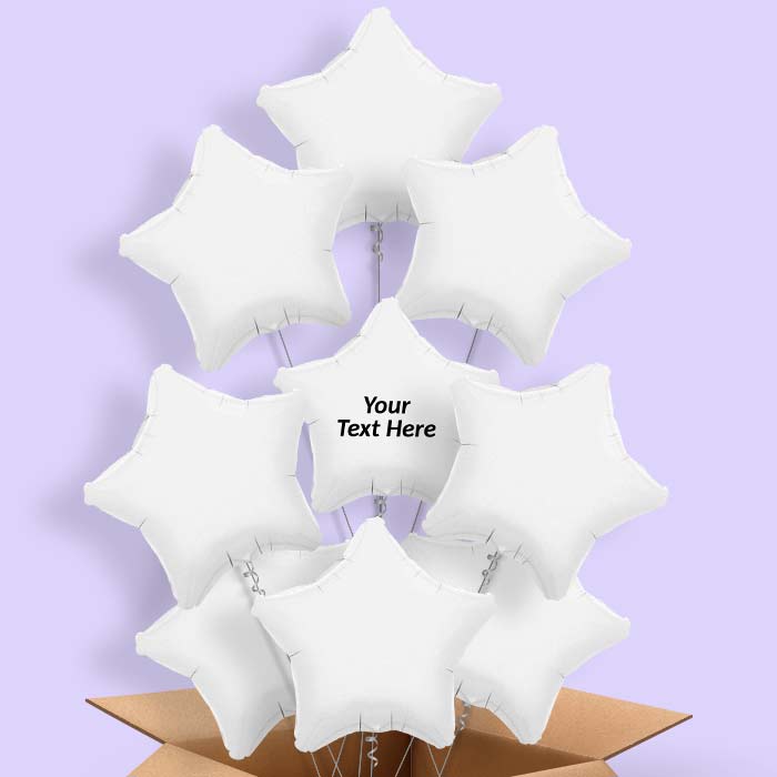 Personalisable White Star Helium Balloon in a Box - 9 Balloon | Party Save Smile