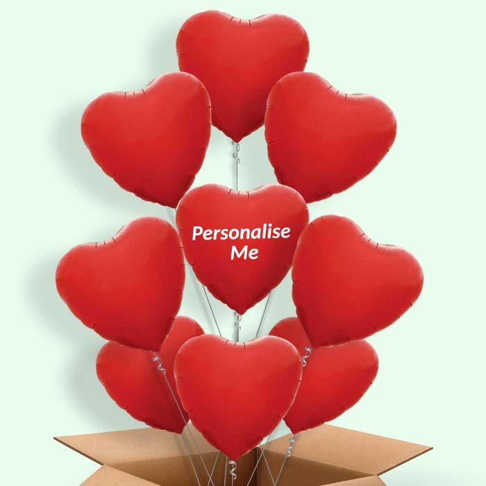 Be My Girlfriend Red Heart Helium Balloons in a Box - 9 Balloon | Party Save Smile
