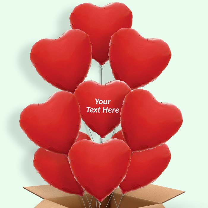 Personalisable Red Heart Helium Balloon in a Box - 9 Balloon | Party Save Smile