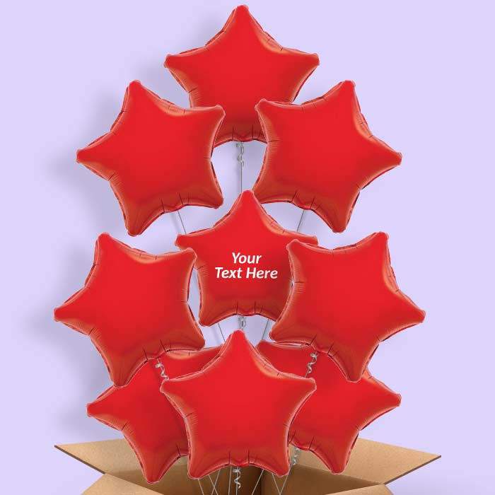 Personalisable Red Star Helium Balloon in a Box - 9 Balloon | Party Save Smile