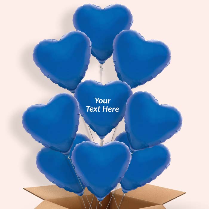 Foil Dark Blue Heart Helium Balloon in a Box Personalised - 9 Balloon | Party Save Smile