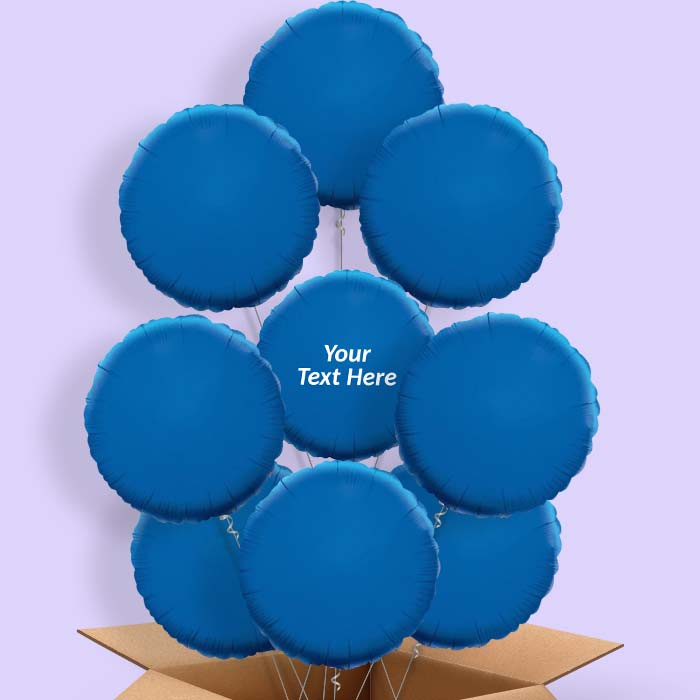 Dark Blue Circle Personalised Helium Balloon in a Box - 9 Balloon | Party Save Smile