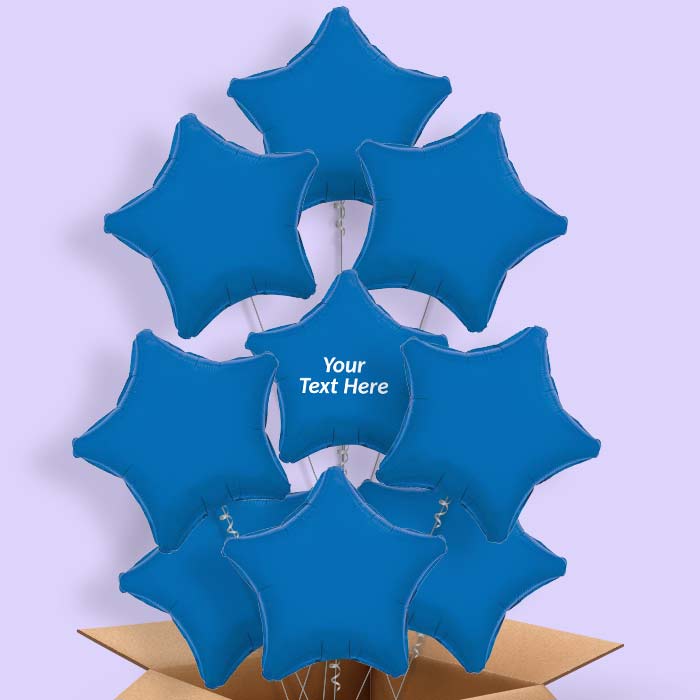 Personalised Helium Balloons in a Box - Dark Blue Star - 9 Balloon | Party Save Smile