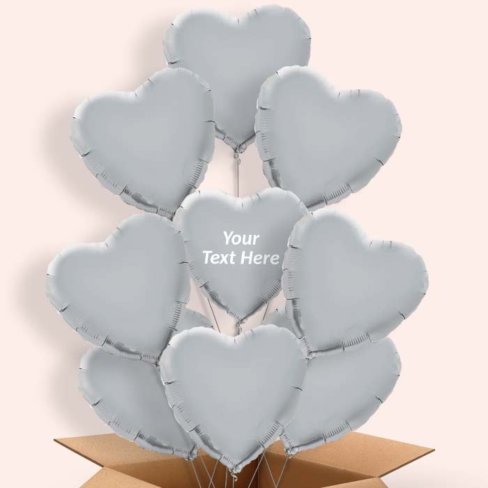 Personalised Silver Heart Helium Balloon in a Box - 9 Balloon | Party Save Smile