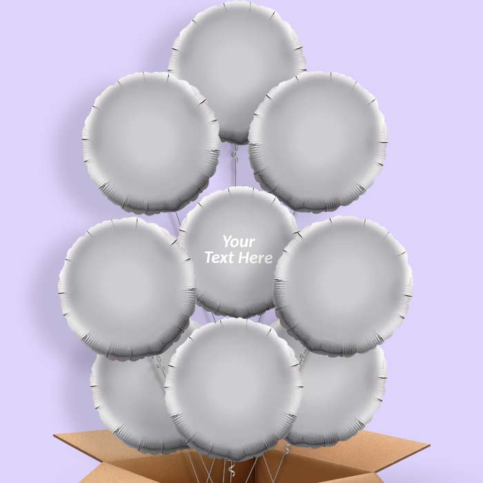 Personalised Silver Circle Helium Balloon in a Box - 9 Balloon | Party Save Smile