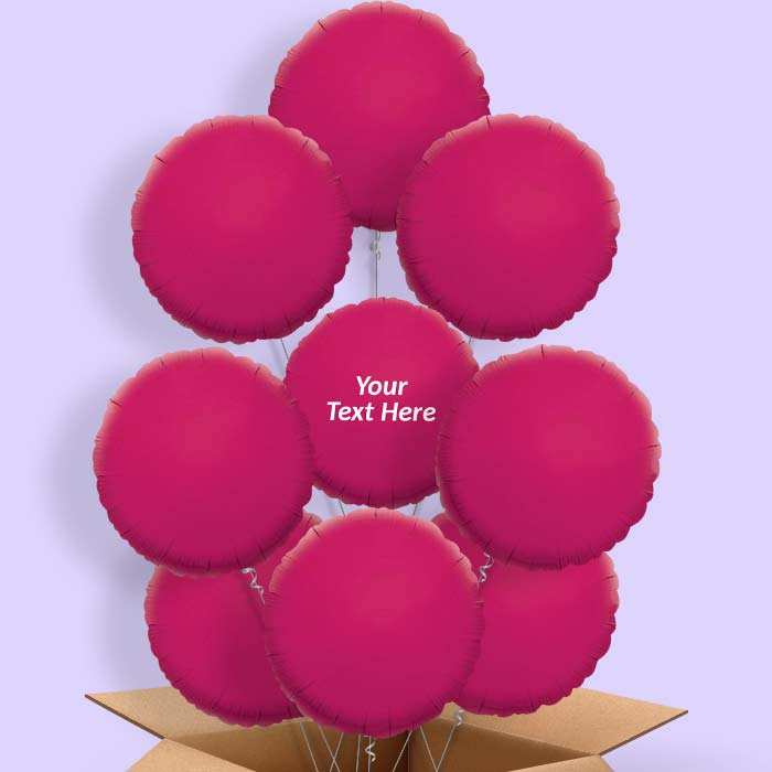Hot Pink Circle Personalised Helium Balloons in a Box - 9 Balloon | Party Save Smile