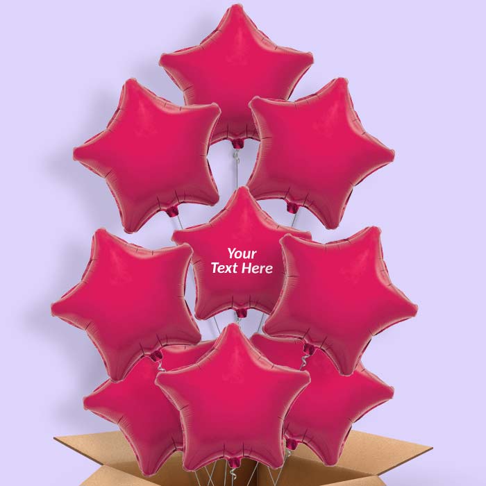 Personalised Hot Pink Star Helium Balloon in a Box - 9 Balloon | Party Save Smile