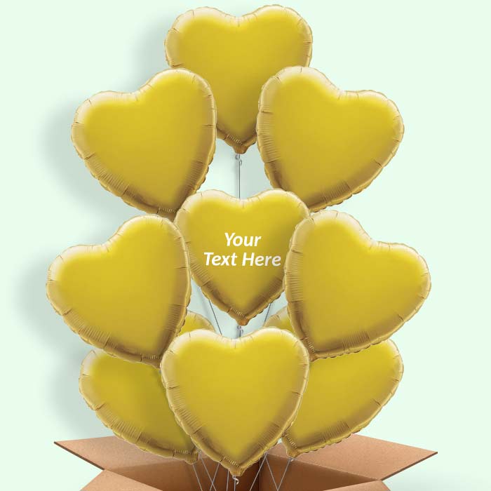 Personalisable Gold Heart Helium Balloon in a Box - 9 Balloon | Party Save Smile