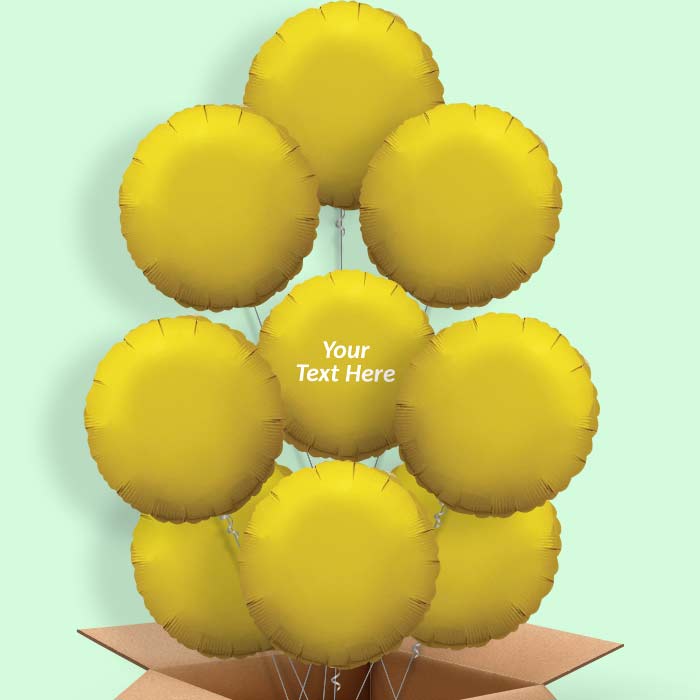 Personalised Gold Helium Balloon in a Box - Circle - 9 Balloon | Party Save Smile