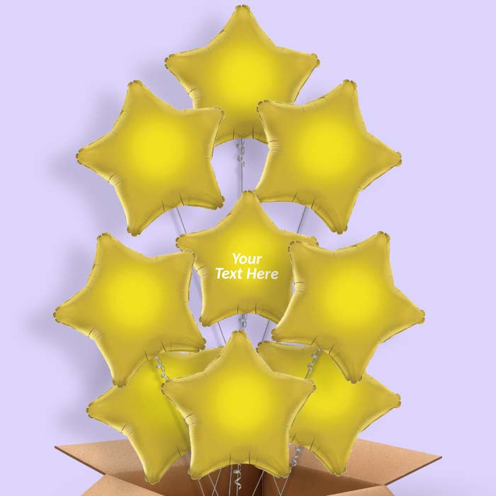 Personalisable Gold Star Helium Balloon in a Box - 9 Balloon | Party Save Smile
