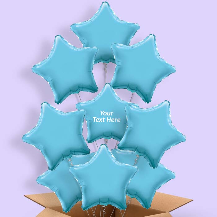 Personalised Helium Balloons in a Box - Baby Blue Star - 9 Balloon | Party Save Smile