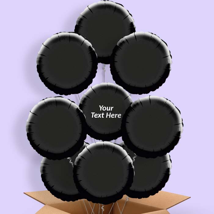 Personalised Black Circle Helium Balloons in a Box - 9 Balloon | Party Save Smile