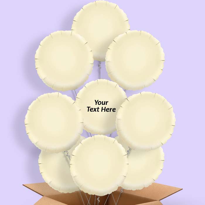 Personalised Ivory Circle Helium Balloon in a Box - 9 Balloon | Party Save Smile