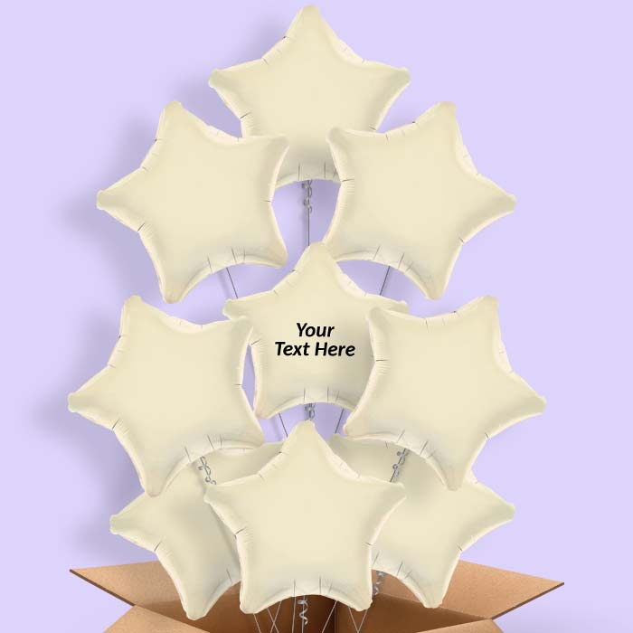 Personalisable Ivory Star Helium Balloon in a Box - 9 Balloon | Party Save Smile
