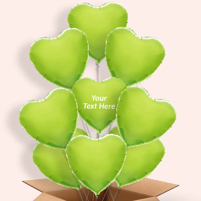 Personalised Lime Green Heart Helium Balloon in a Box - 9 Balloon | Party Save Smile