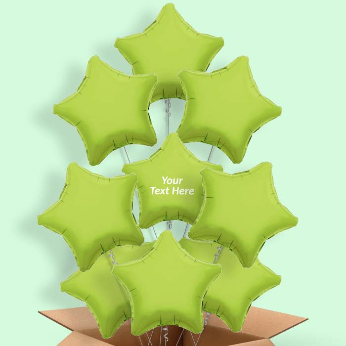 Personalised Lime Green Star Helium Balloon in a Box - 9 Balloon | Party Save Smile