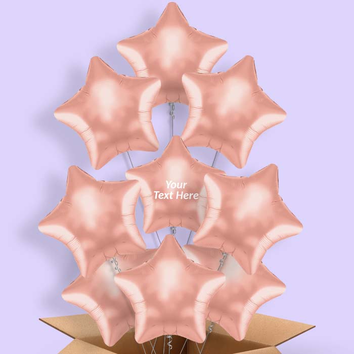 Rose Gold Star Shaped Helium Balloon in a Box - 9 Balloon | Party Save Smile