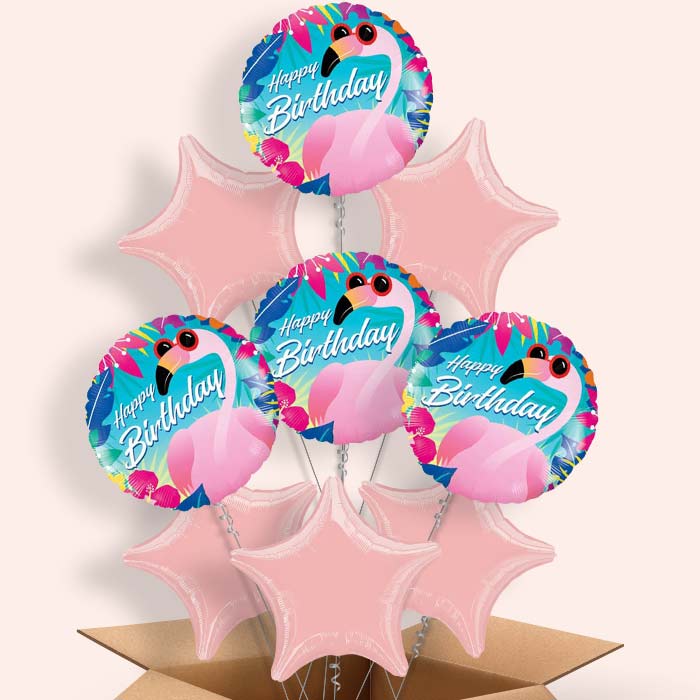 Flamingo Helium Balloon in a Box - Happy Birthday - 9 Balloon | Party Save Smile