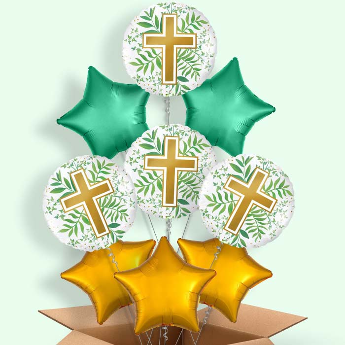 Communion Religious Cross Helium Balloon in a Box - 9 Balloon | Party Save Smile