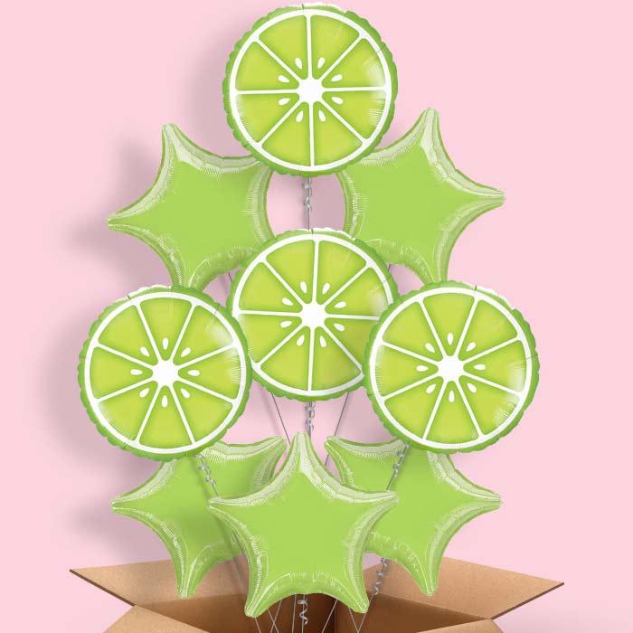 Fruit Lime Helium Balloons Delivered in a Box - 9 Balloon | Party Save Smile