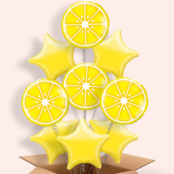 Lemon Helium Balloons in a Box - 9 Balloon | Party Save Smile