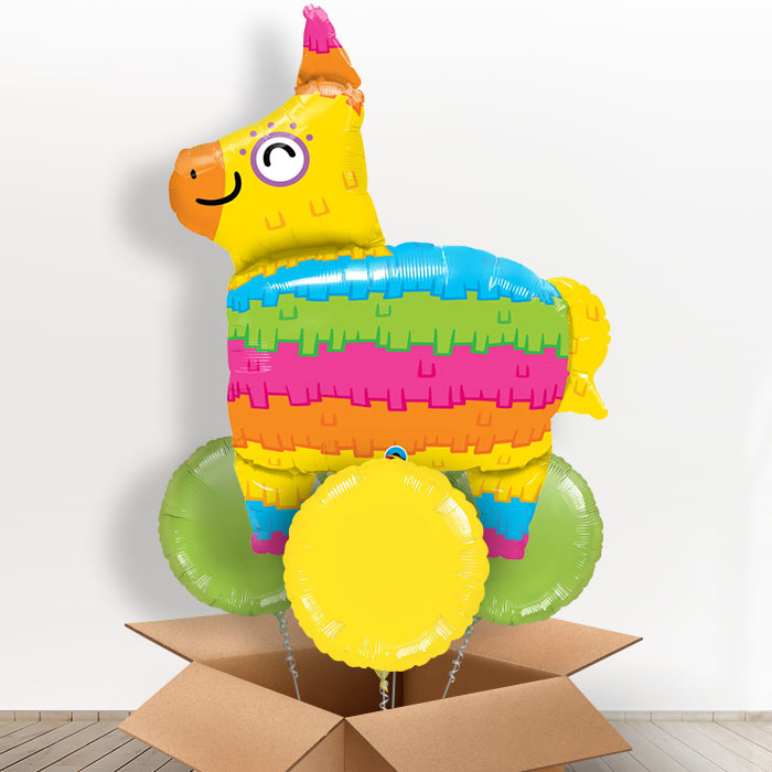 Rainbow Pinata Giant Shaped Helium Balloon in a Box Gift - With 3 Plain Balloons | Party Save Smile