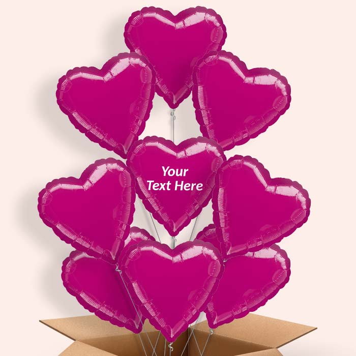 Fuchsia Pink Metallic Heart Helium Balloon in a Box - 9 Balloon | Party Save Smile
