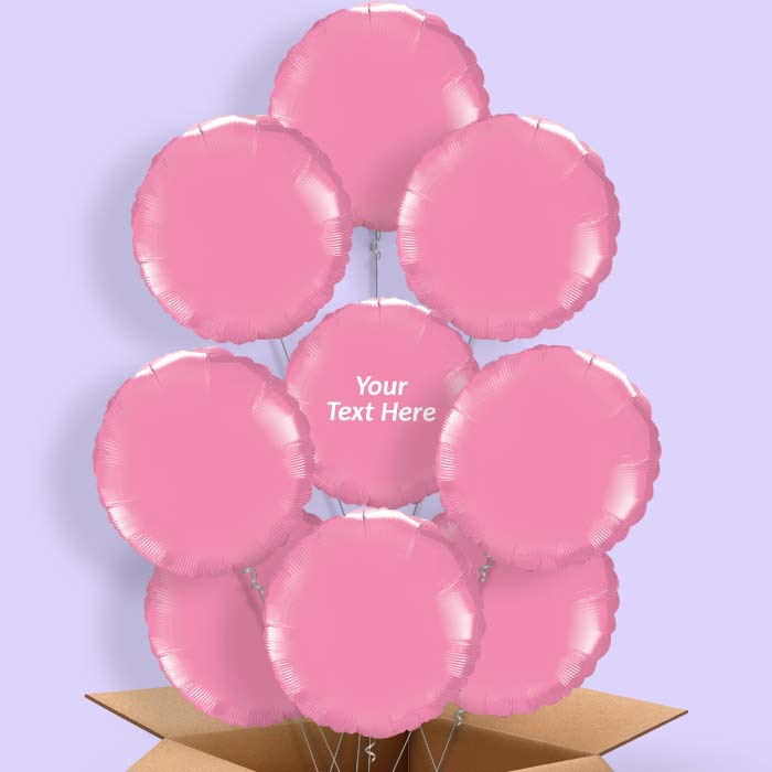 Personalised Rose Pink Circle Helium Balloon in a Box - 9 Balloon | Party Save Smile
