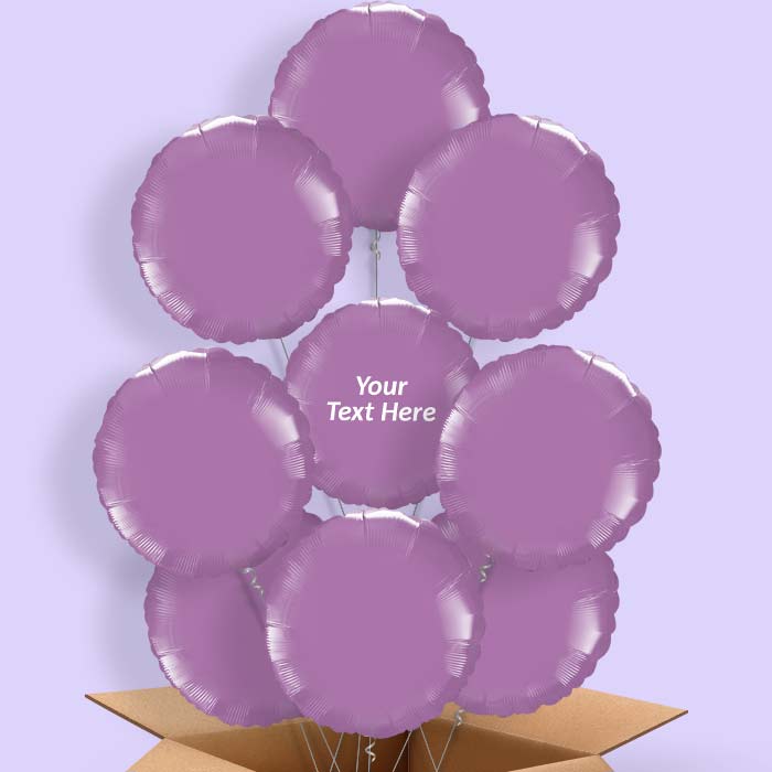 Personalised Lilac Helium Balloons in a Box - Circle - 9 Balloon | Party Save Smile