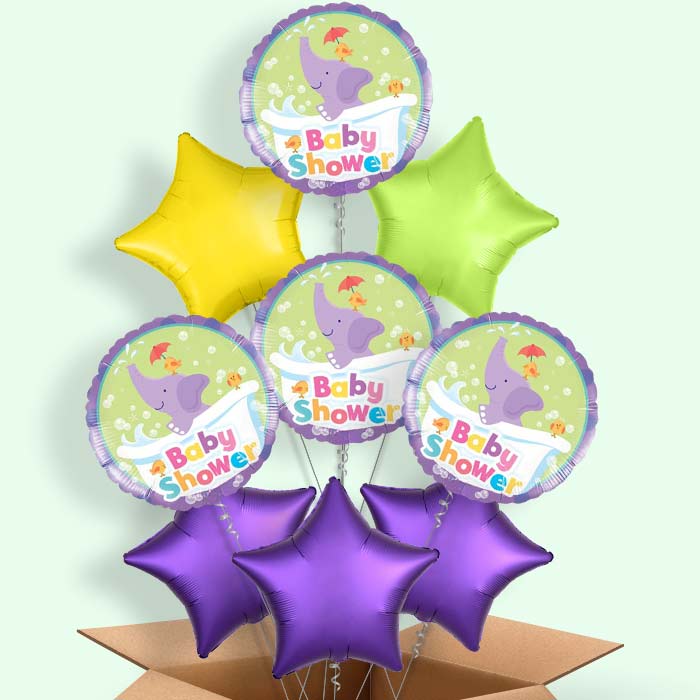 Purple Elephant Baby Shower Helium Balloons Delivered - 9 Balloon | Party Save Smile