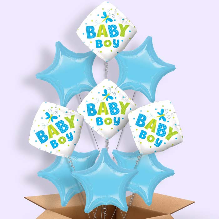 Dragonfly Baby Boy Helium Balloons Delivered: New Baby Balloon - 9 Balloon | Party Save Smile