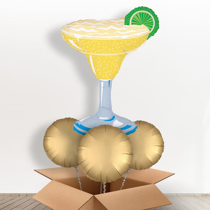 Giant Margarita Helium Balloon in a Box - With 3 Themed Balloons | Party Save Smile