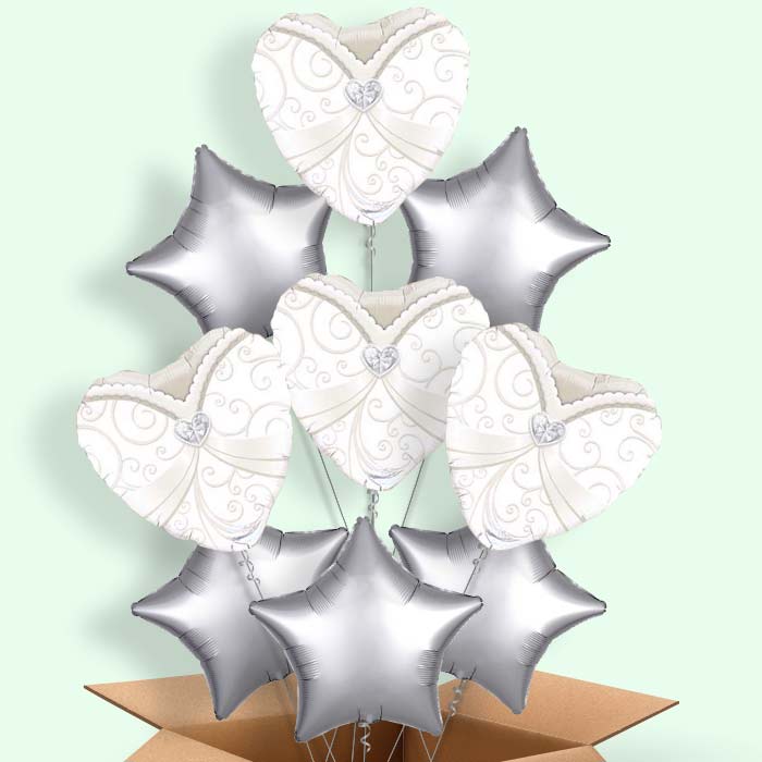 Wedding Dress Helium Balloons in a Box - 9 Balloon | Party Save Smile