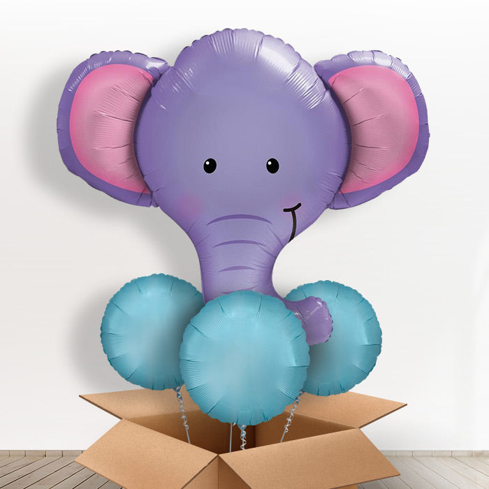 Elephant Head Giant Shaped Helium Balloon in a Box Gift - With 3 Plain Balloons | Party Save Smile