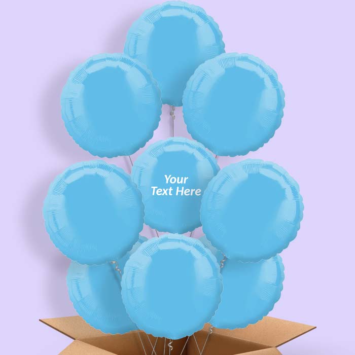 Baby Blue Plain Circle Helium Balloon in a Box - 9 Balloon | Party Save Smile