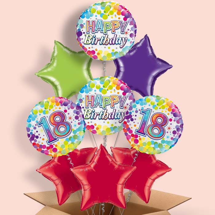 Rainbow 18th Birthday Helium Balloon in a Box - 9 Balloon | Party Save Smile